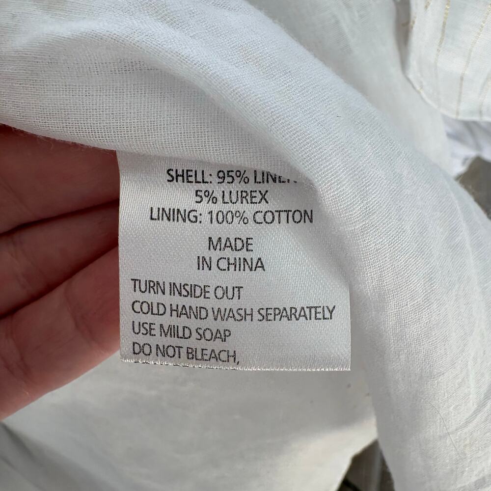 Shona Joy Holden Wrap Dress White Gold Lurex Linen Size 6 - Picture 6 of 8